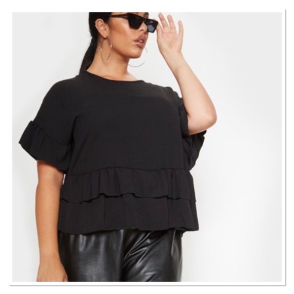 PLT Plus Black Frill Detail Blouse - Picture 2 of 5